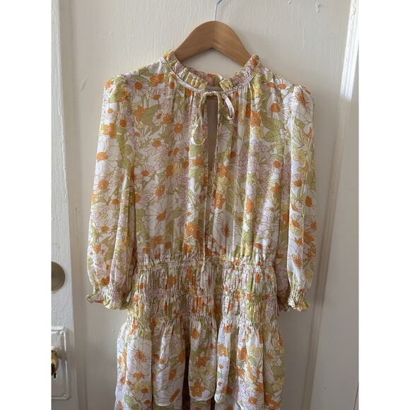 NWT En Saison Retro Print Mini Dress Floral Ruffled | S - Picture 2 of 4